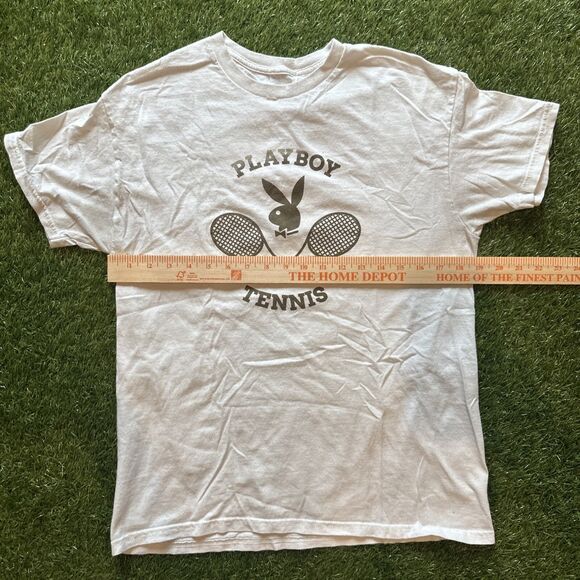 Playboy Tennis Club Mens Crewneck T-Shirt White Medium 100% Cotton Short Sleeve - Picture 4 of 10